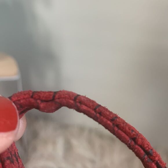 Vintage 80’s Chia Red/Black Leather Houndstooth Crossbody Mini Bag Made In Korea - Picture 8 of 17